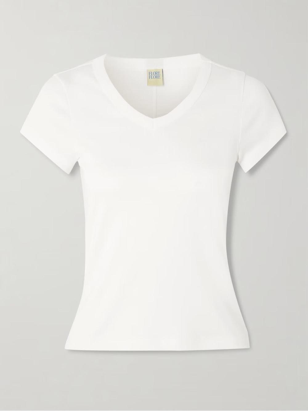 Flore Flore Jill V-Neck Women's Short Sleeve Tee White XL (Fits S-M)